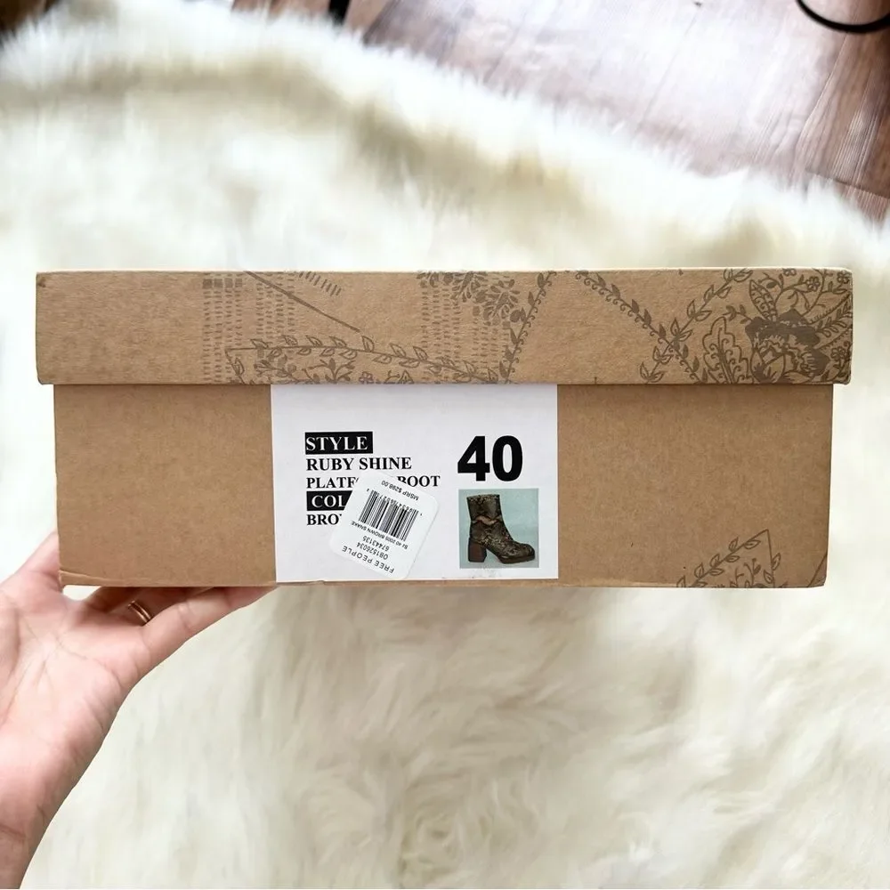 NIB Free People Ruby Platform Ankle Boots in Brown Snake Size 40 (9.5) - Picture 9 of 9